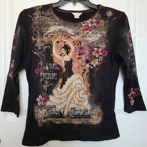 Christopher and Banks Black Tee Large